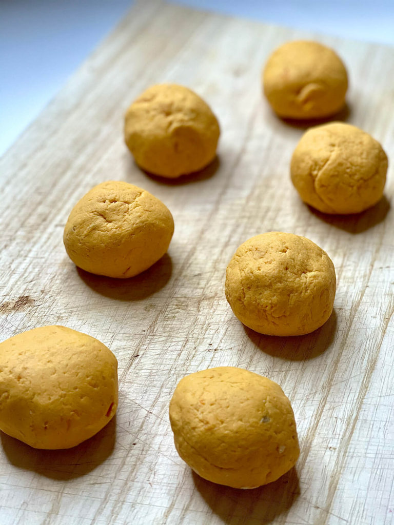 sweet potato dough rolled into balls