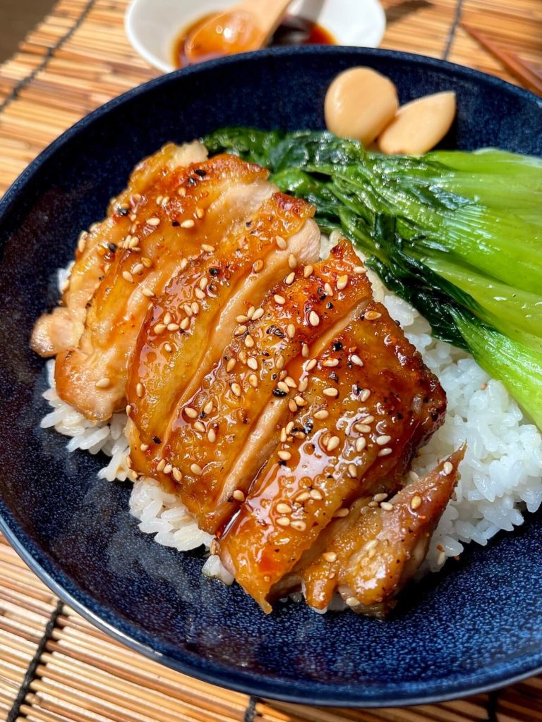 chicken teriyaki with garlic and bok choy