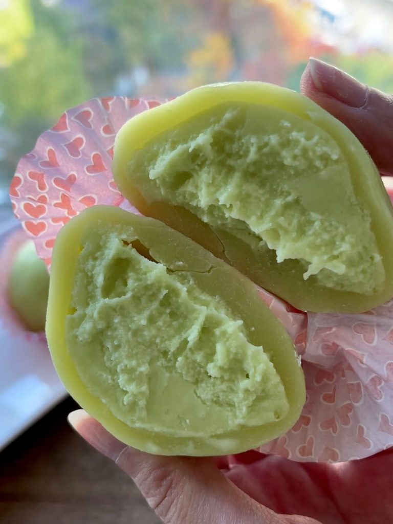 melona ice cream cut in half