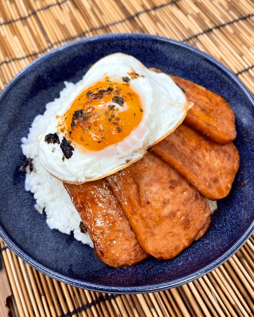 spam and egg rice bowl 