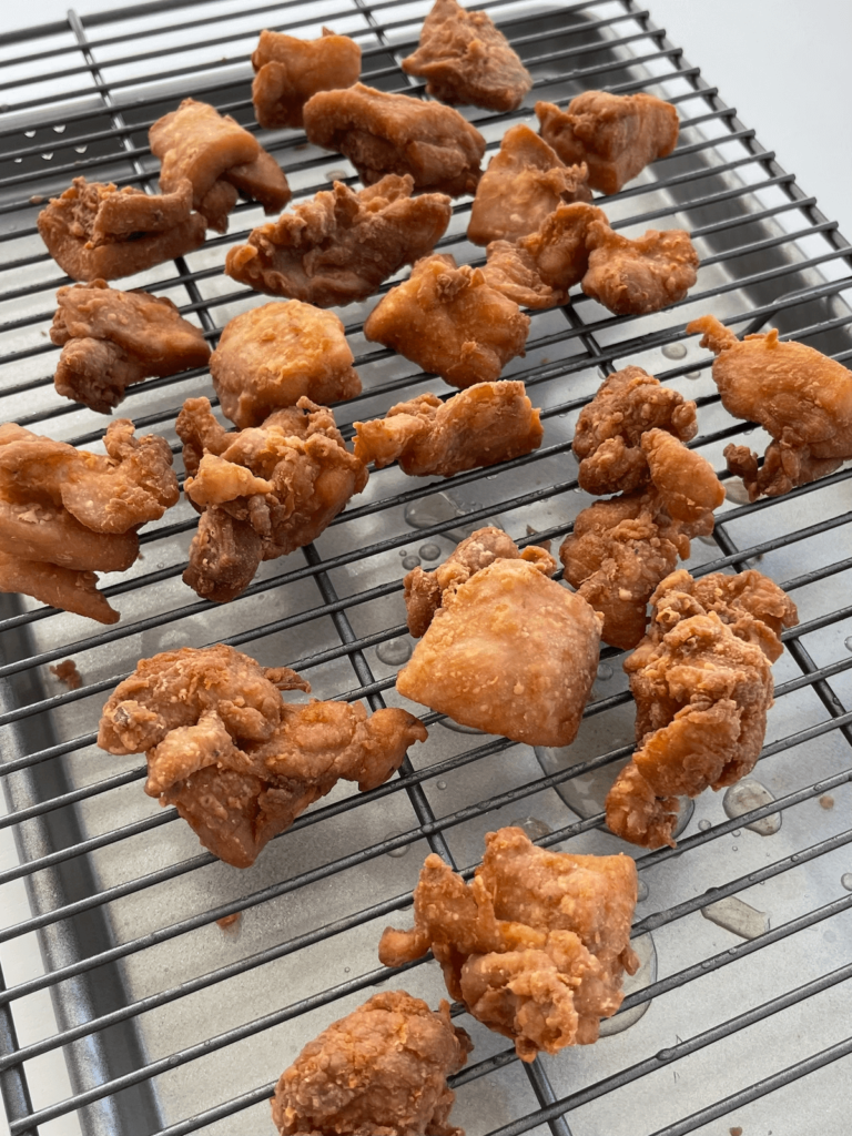 fried chicken on a wire rack